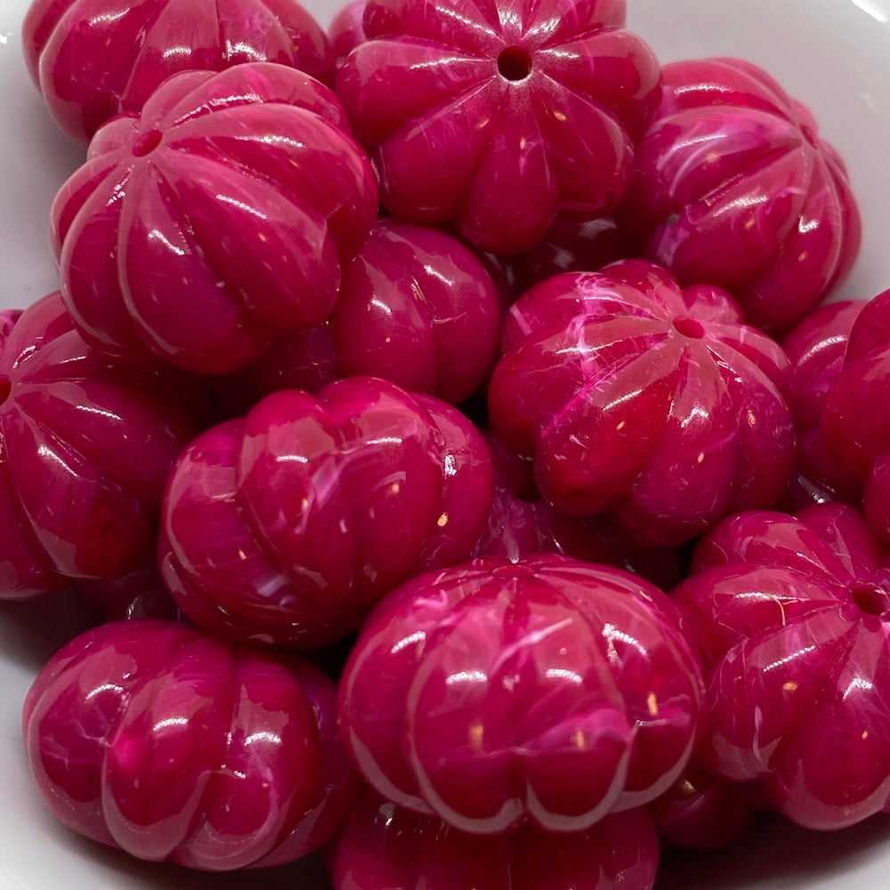 12x17mm Pumpkin (10) - Pink - Vintage Opaque Marbled Effect Beads