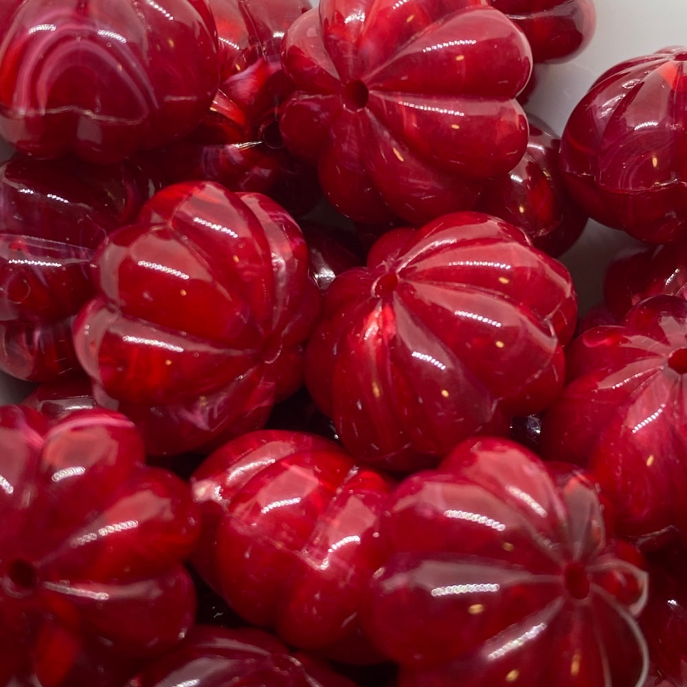 12x17mm Pumpkin (10) - Red - Vintage Opaque Marbled Effect Beads - Bead Shack