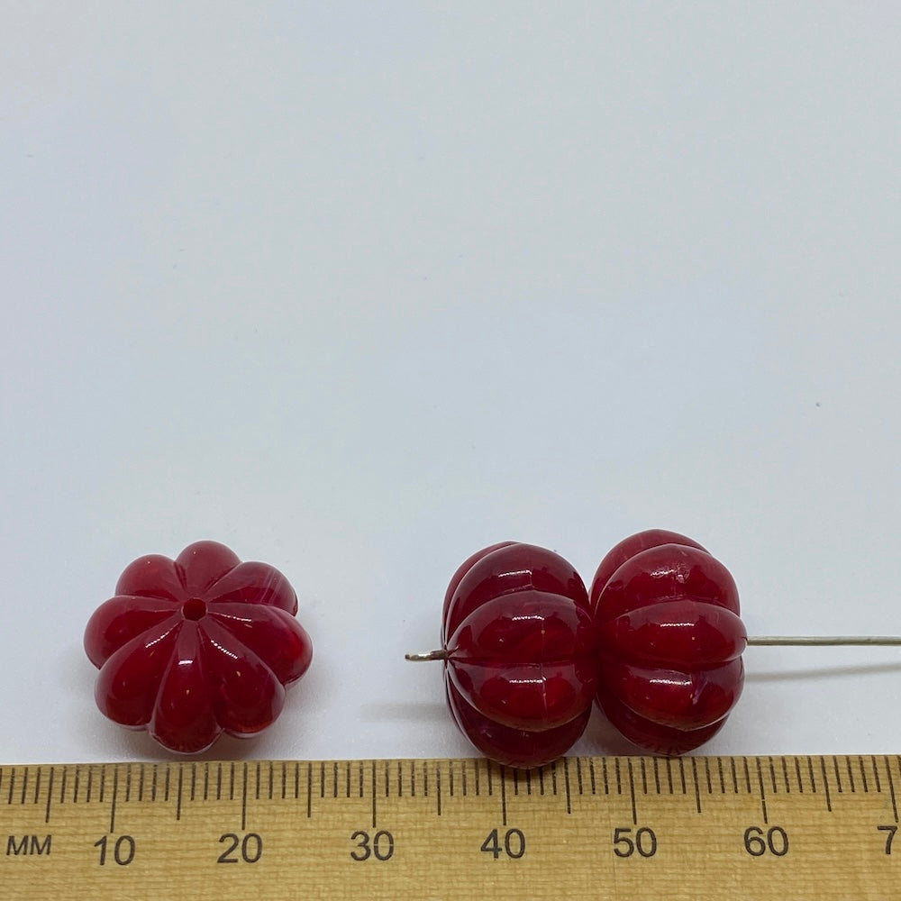 12x17mm Pumpkin (10) - Red - Vintage Opaque Marbled Effect Beads - Bead Shack