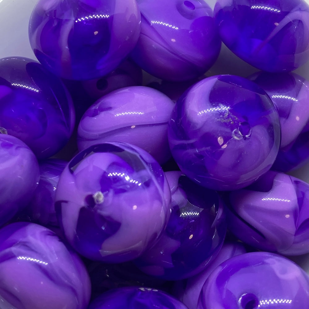 12x17mm Rondelle (10) - Lavender Purple - Vintage Opaque Marbled Effect Beads