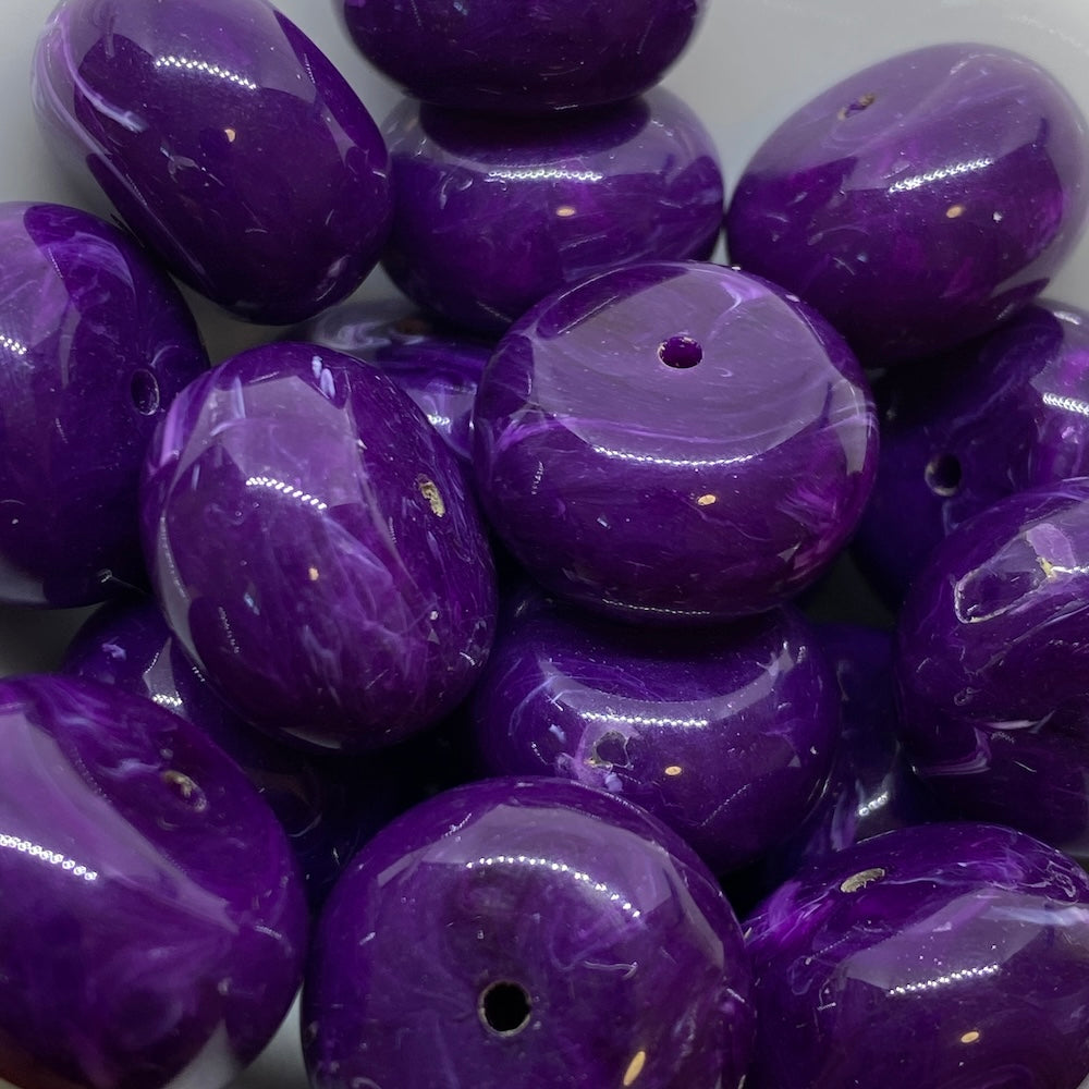 10x16mm Rondelle (10) - Purple - Vintage Opaque Marbled Effect Beads