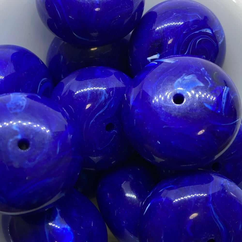 10x20mm Rondelle (10) - Blue - Vintage Opaque Marbled Effect Beads