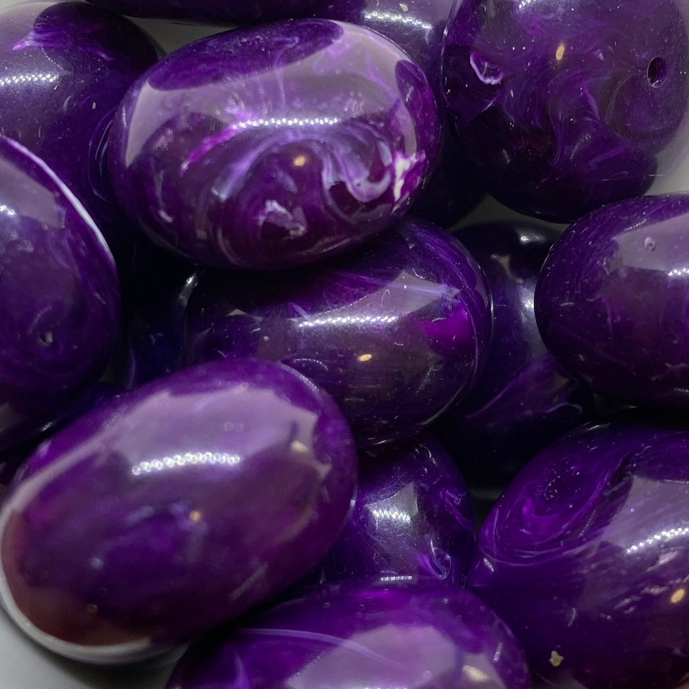 10x20mm Rondelle (10) - Purple - Vintage Opaque Marbled Effect Beads