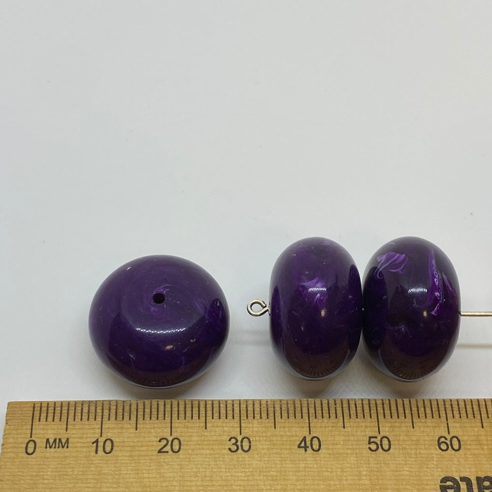10x20mm Rondelle (10) - Purple - Vintage Opaque Marbled Effect Beads