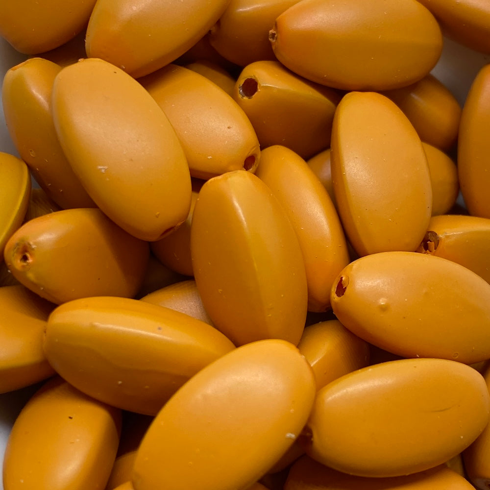 18x10mm Pinched Oval (50) - Pumpkin - Pottery Look Lucite Beads - Matte