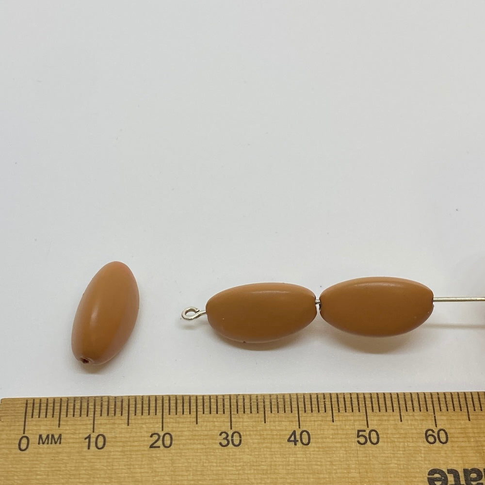 18x10mm Pinched Oval (50) - Brown - Pottery Look Lucite Beads - Matte
