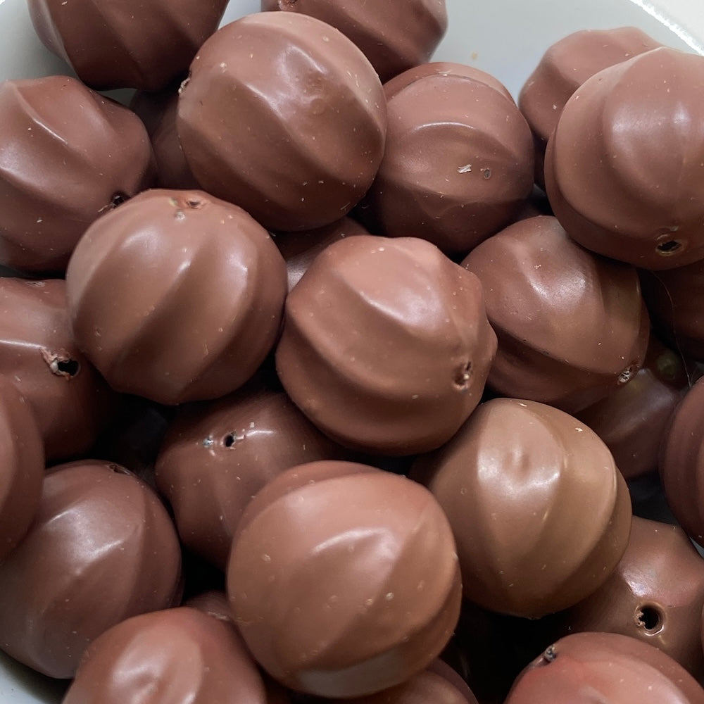 14mm Nut (50) - Chocolate - Pottery Look Lucite Beads - Matte