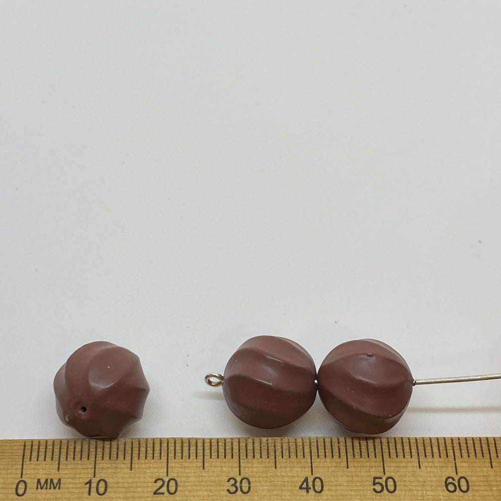 14mm Nut (50) - Chocolate - Pottery Look Lucite Beads - Matte