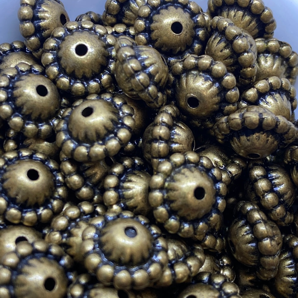 8x12mm UFO (25) - Ancient Gold - Moroccan Style Vintage Beads