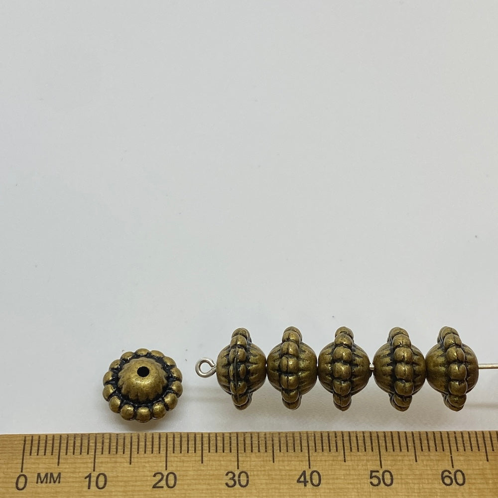 8x12mm UFO (25) - Ancient Gold - Moroccan Style Vintage Beads