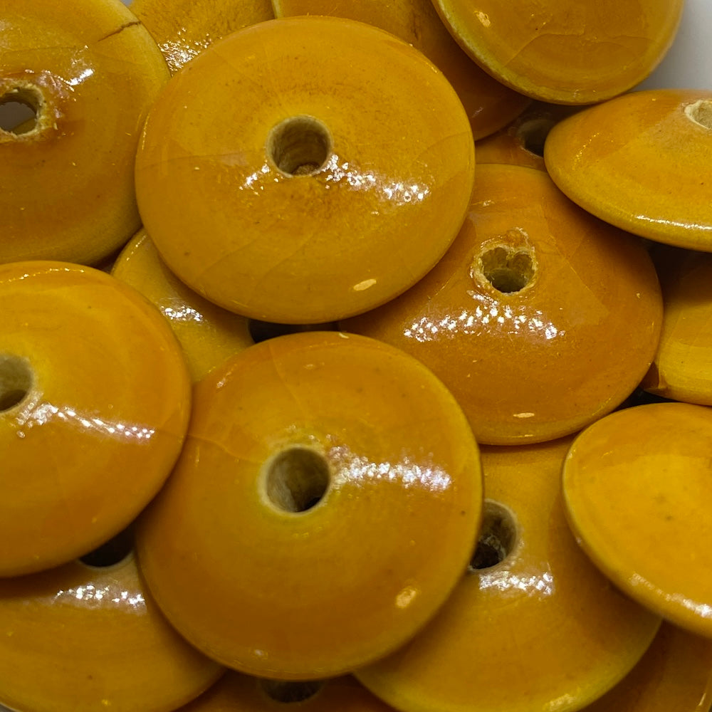 7x20mm Rondelle (10) - Vintage Lacquered Wood Beads