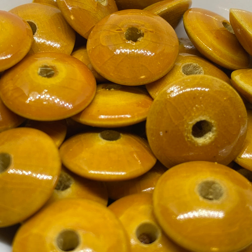 6x16mm Rondelle (10) - Vintage Lacquered Wood Beads