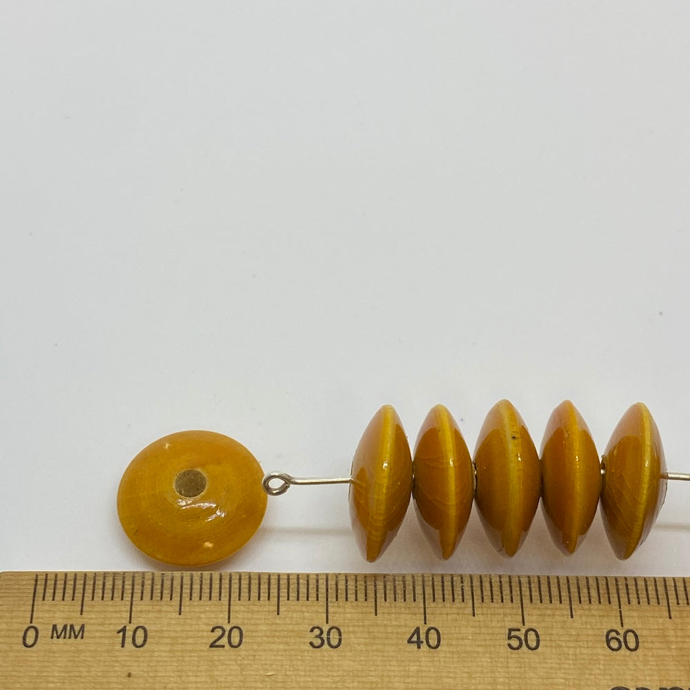 6x16mm Rondelle (10) - Vintage Lacquered Wood Beads