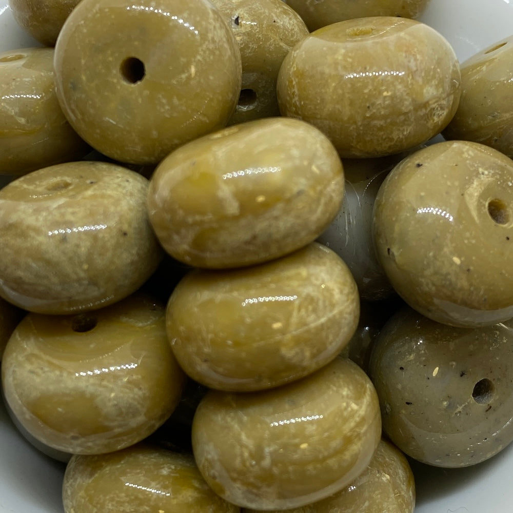 8x15mm Rondelle (10) - Light Brown - Bakelite Vintage Beads