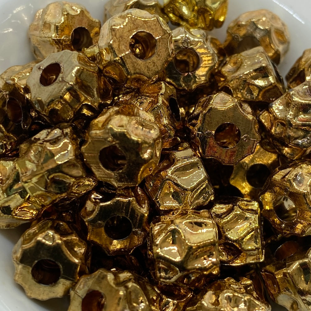 10mm Drum (25) - Coppery Gold - Vintage Metalised Beads