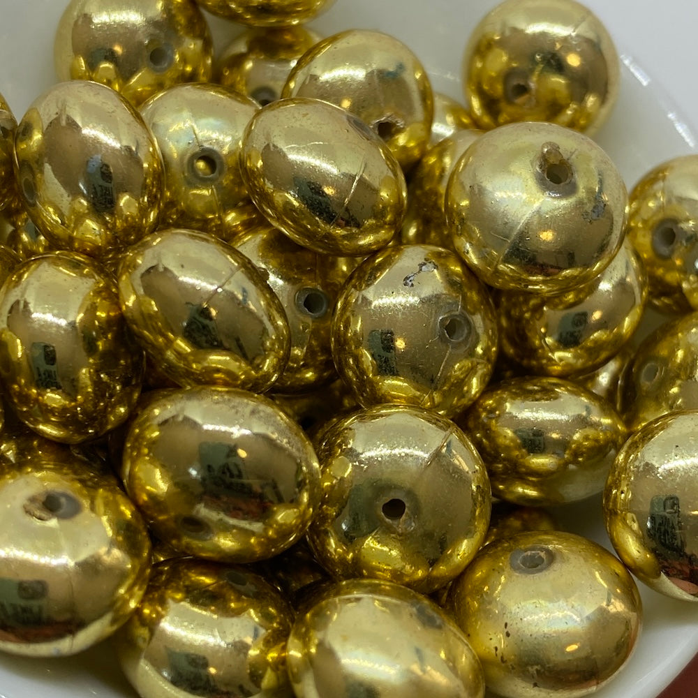 9x13mm Rondelle (25) - Gold - Vintage Metalised Beads