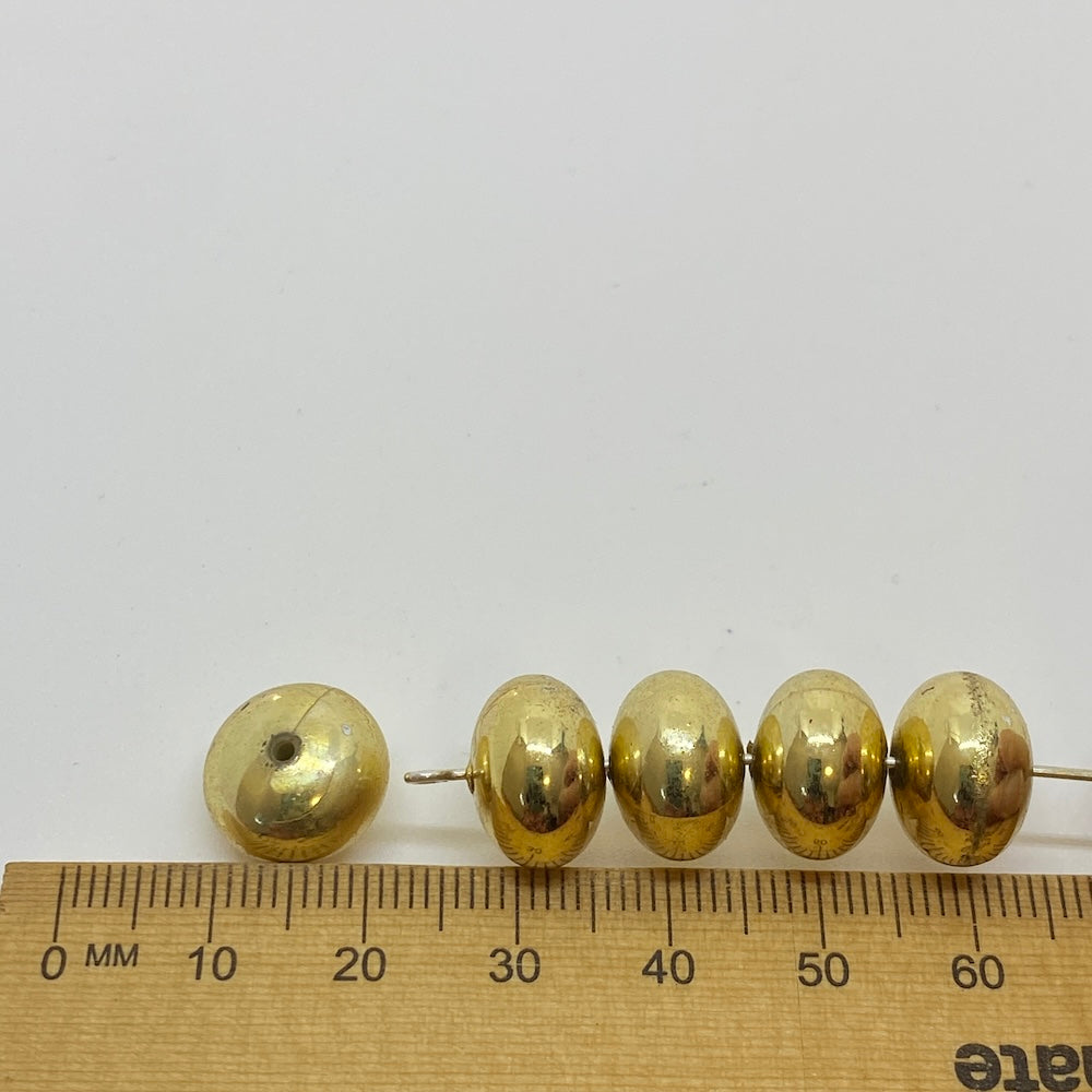 9x13mm Rondelle (25) - Gold - Vintage Metalised Beads
