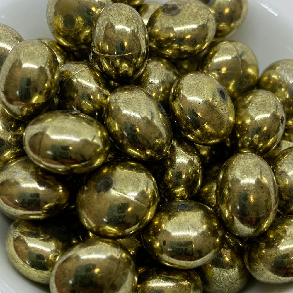 9x13mm Rondelle (25) - Antique Gold - Vintage Metalised Beads