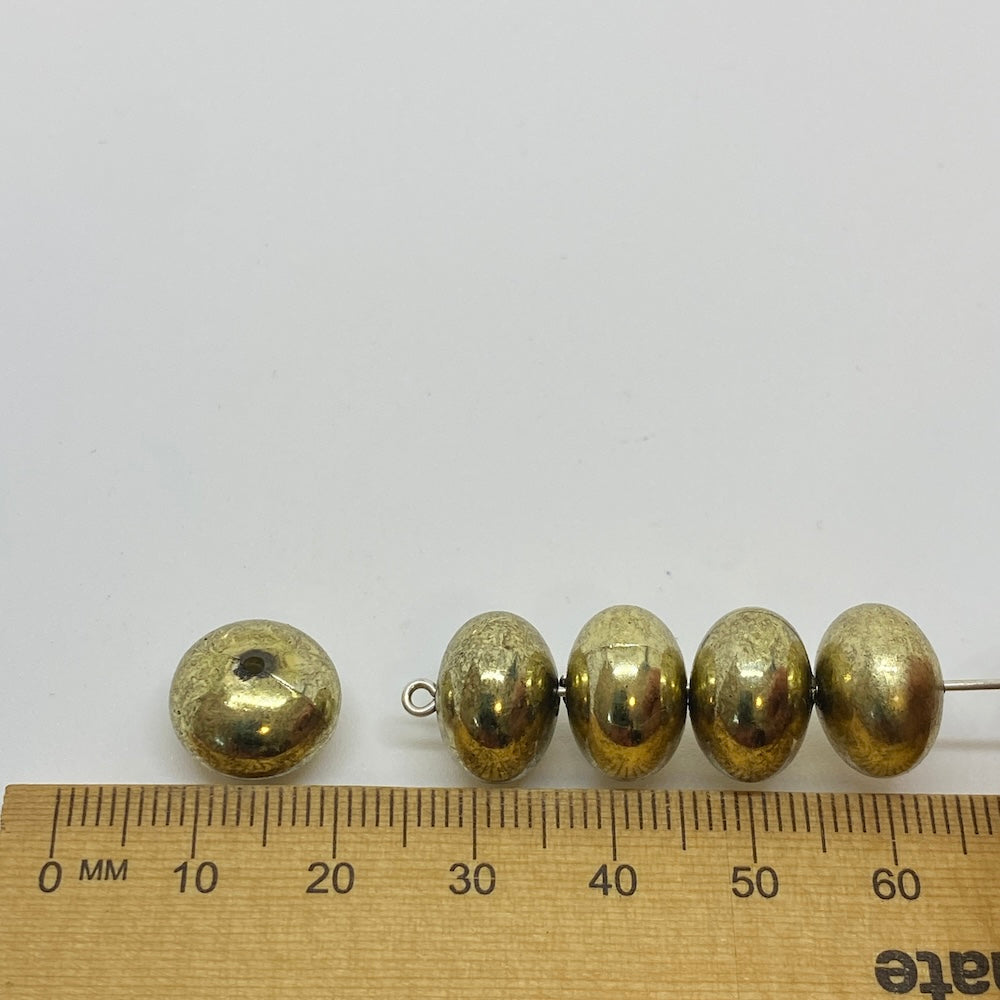 9x13mm Rondelle (25) - Antique Gold - Vintage Metalised Beads
