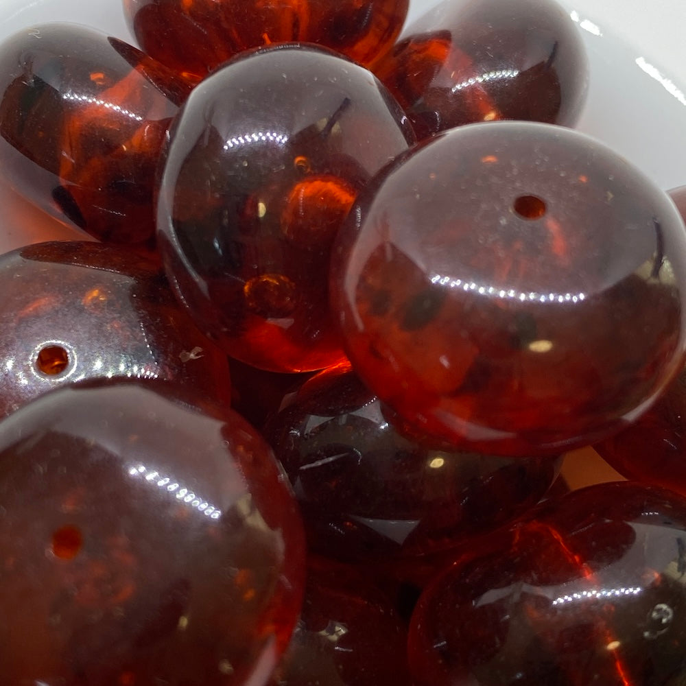 10x20mm Rondelle Beads (10) - Cherry - Amber Look Vintage Beads