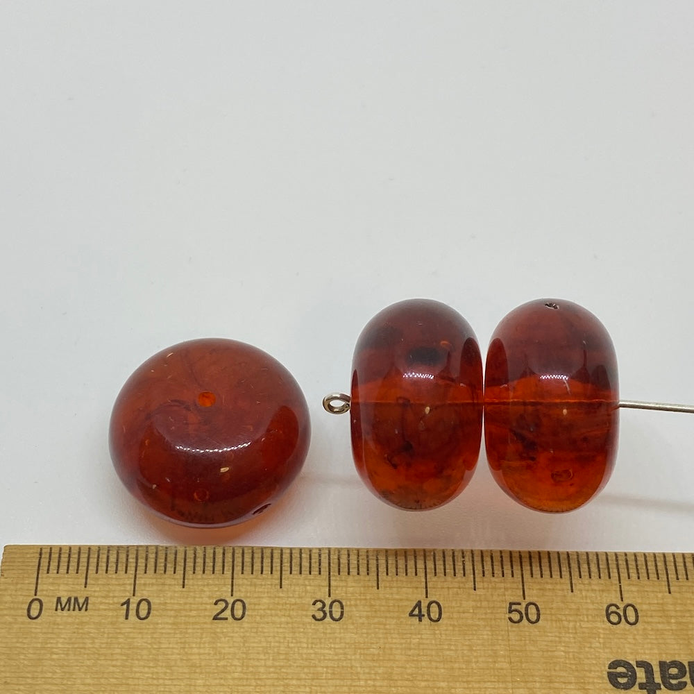 10x20mm Rondelle Beads (10) - Cherry - Amber Look Vintage Beads