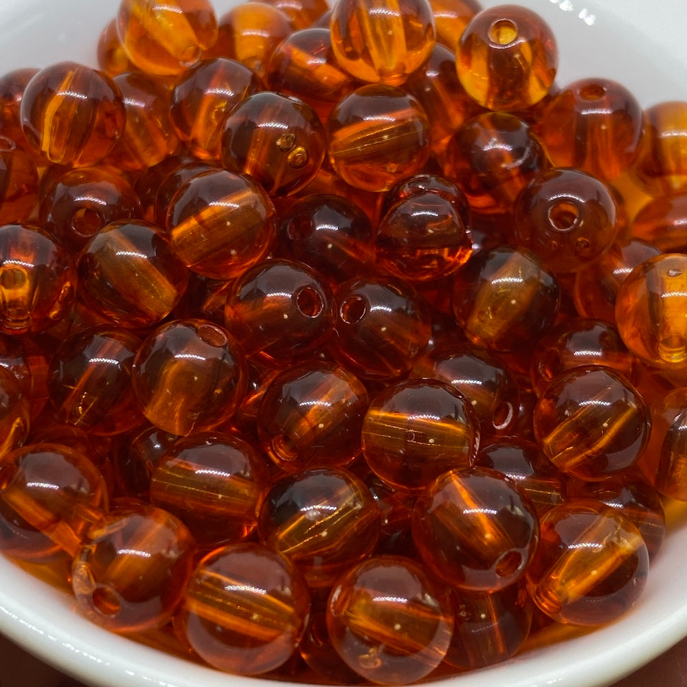 8mm Round Beads (50) - Cherry - Amber Look Vintage Beads