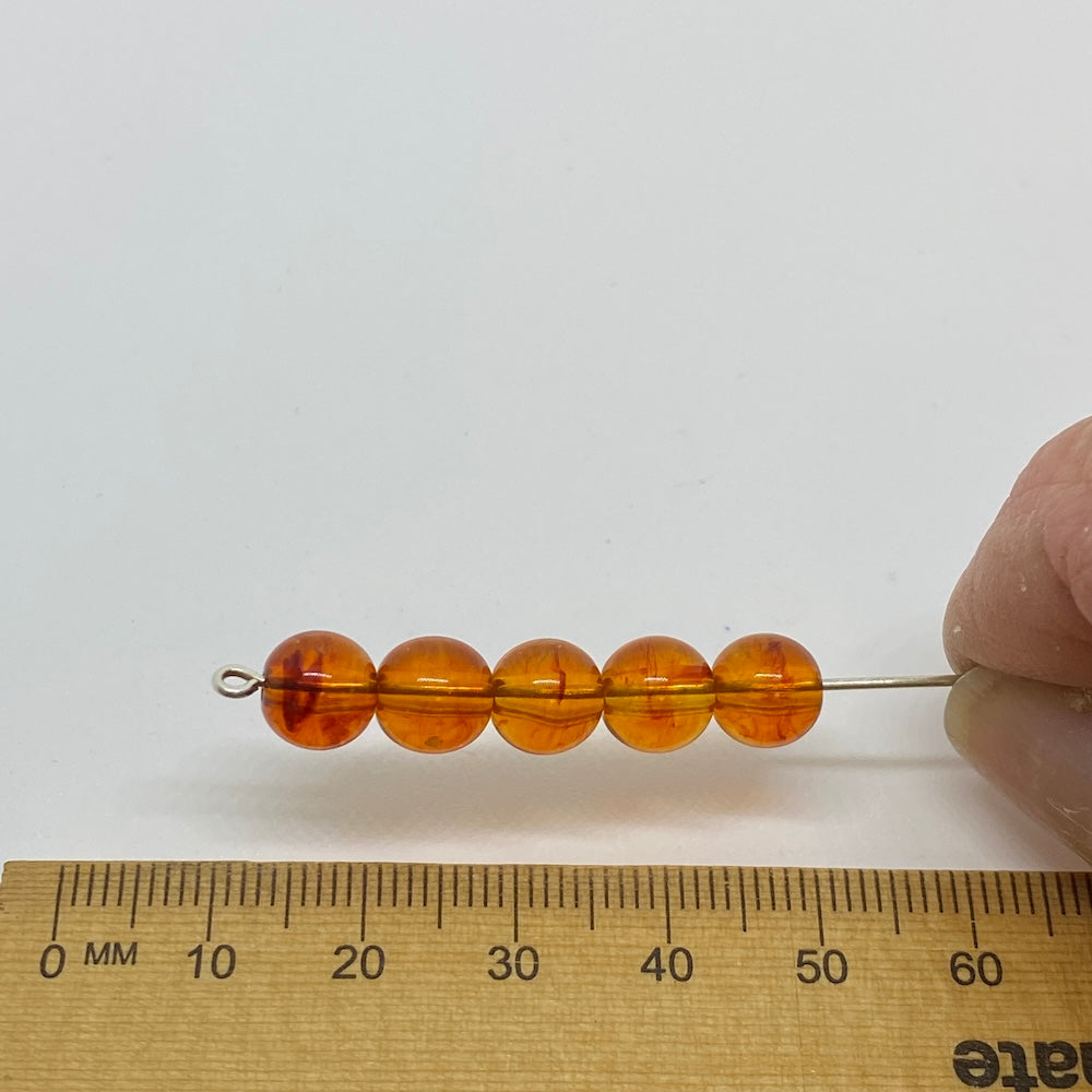8mm Round Beads (50) - Cherry - Amber Look Vintage Beads