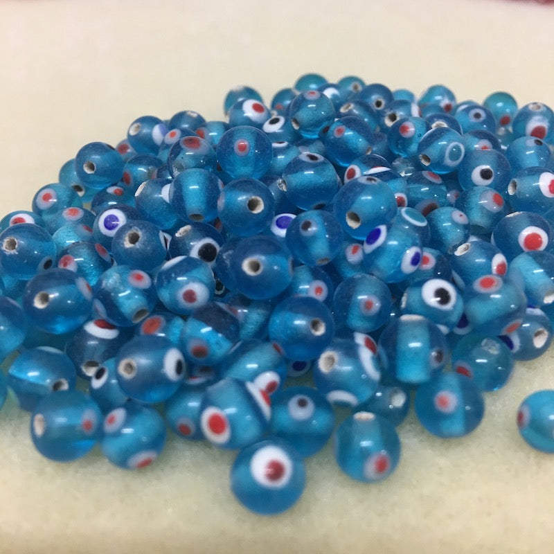 6mm Evil Eye (25) - Transparent Aqua Blue - 6mm Evil Eye (25) - Transparent Mixed -