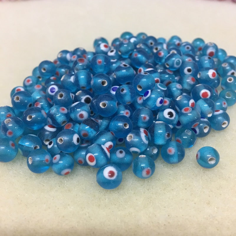 6mm Evil Eye (25) - Transparent Aqua Blue - 6mm Evil Eye (25) - Transparent Mixed -