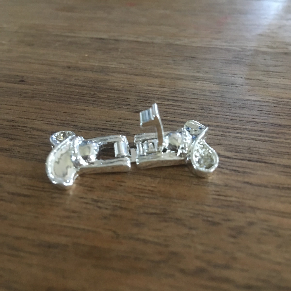 Fold Over Clasp w. Rhinestones - 2-row - Silver