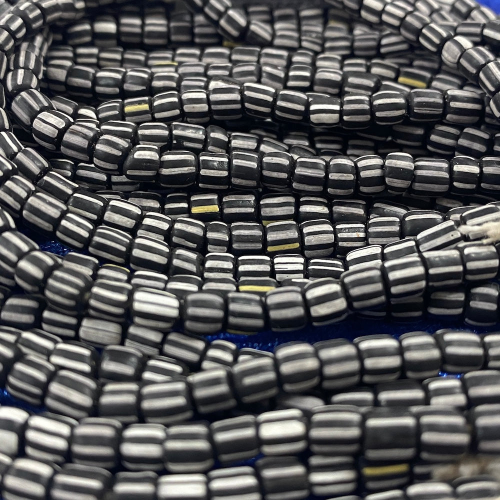 4~5mm Gooseberry - Black & White - Java Glass Beads - (1 strand)