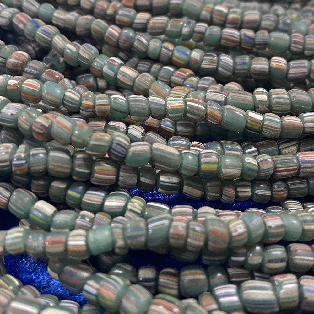 4~5mm Gooseberry - Green w. Colours - Java Glass Beads - (1 strand)