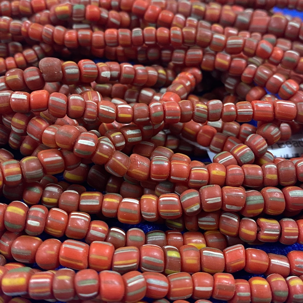 4~5mm Gooseberry - Red w. Colours - Java Glass Beads - (1 strand)