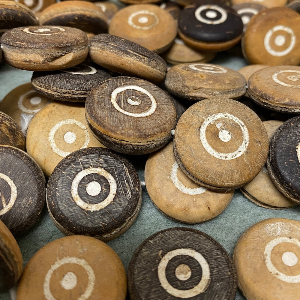 22mm Coin Beads (1 Strand) - Coconut - Browns