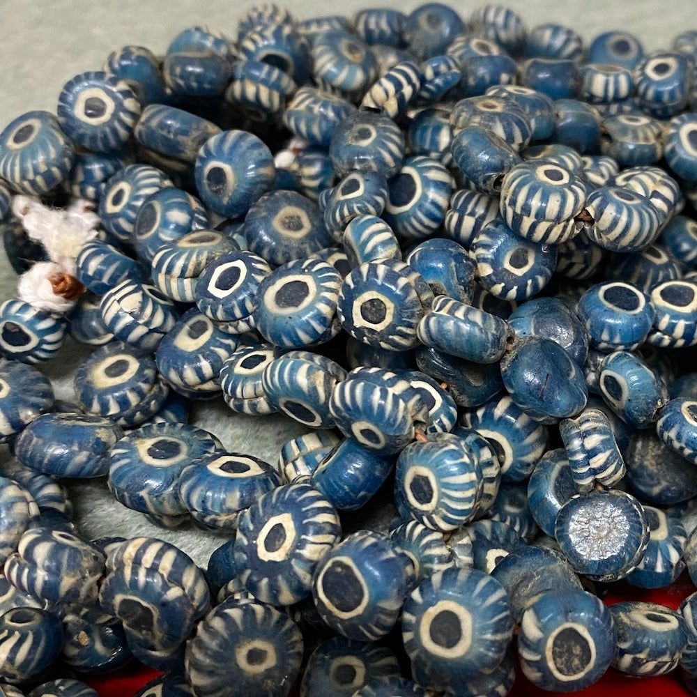 Evil Eye Beads (25) - Blue & White - Java Glass Cane Beads