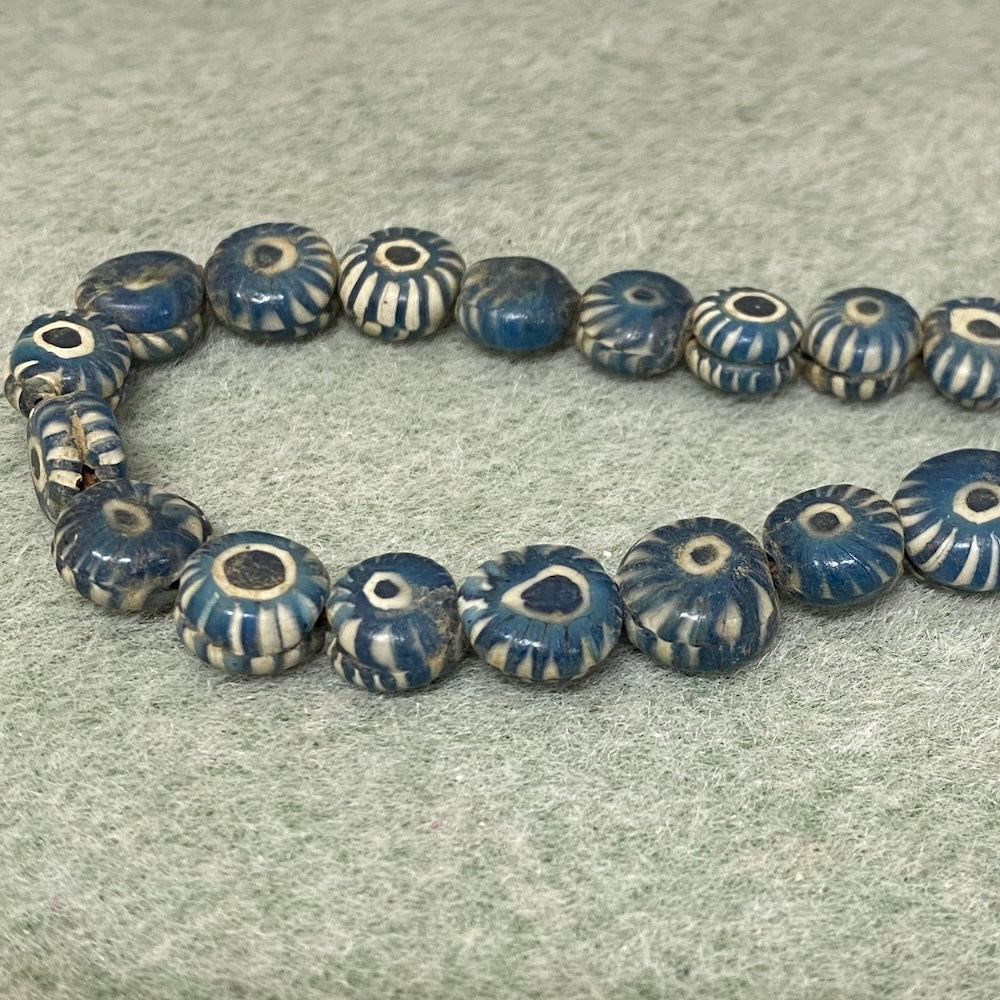 Evil Eye Beads (25) - Blue & White - Java Glass Cane Beads