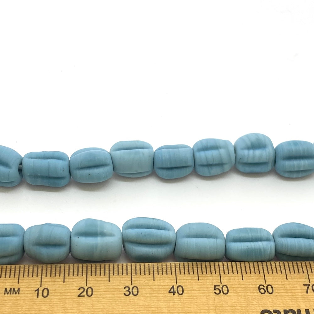 Melons - Duck Egg Blue Matte Opaque - Java Glass Lampwork Beads - (1 strand)