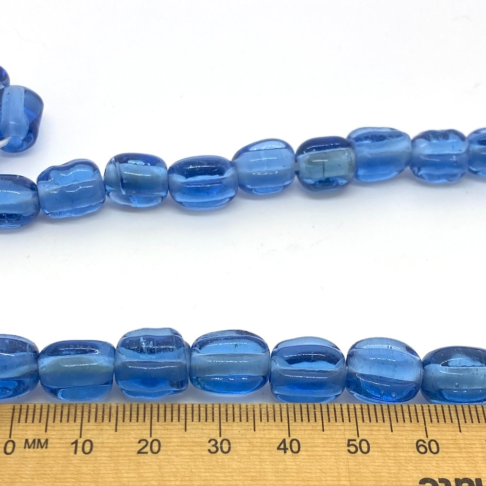 Melons - Water Blue Transparent - Java Glass Lampwork Beads - (1 strand)