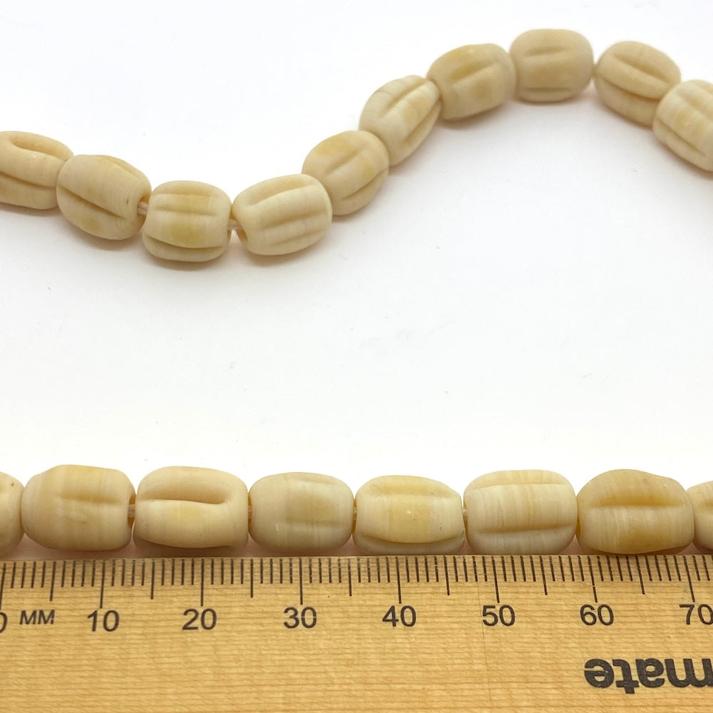 Melons - Clotted Cream Matte Opaque - Java Glass Lampwork Beads - (1 strand)