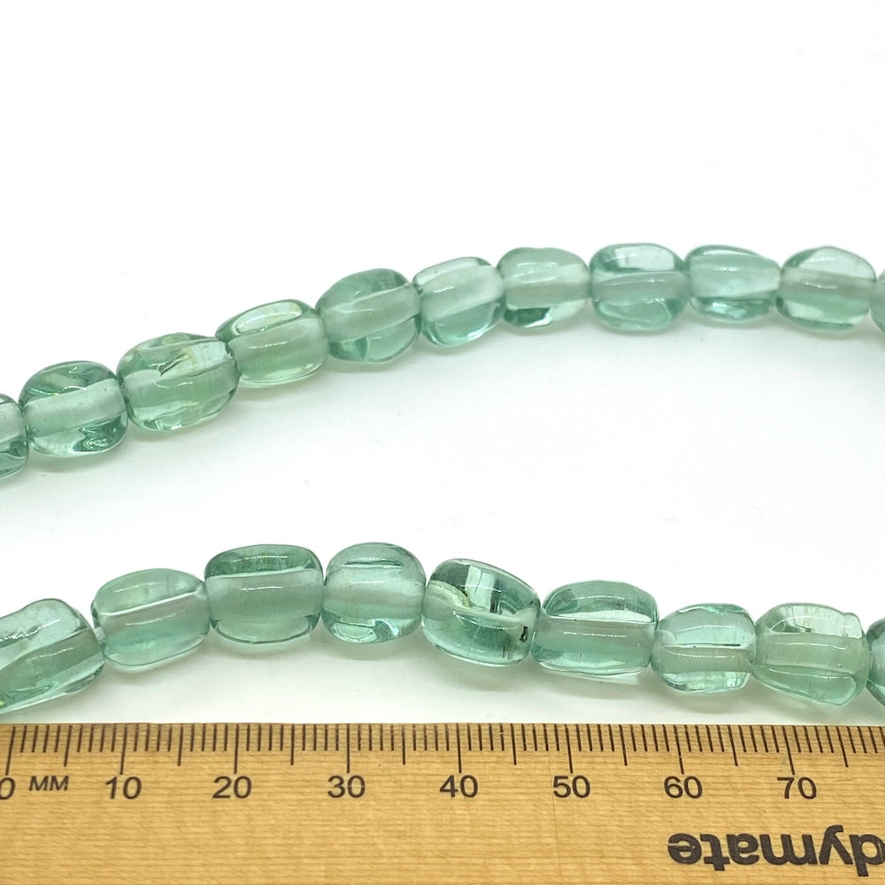 Melons - Sea Green Transparent - Java Glass Lampwork Beads - (1 strand)
