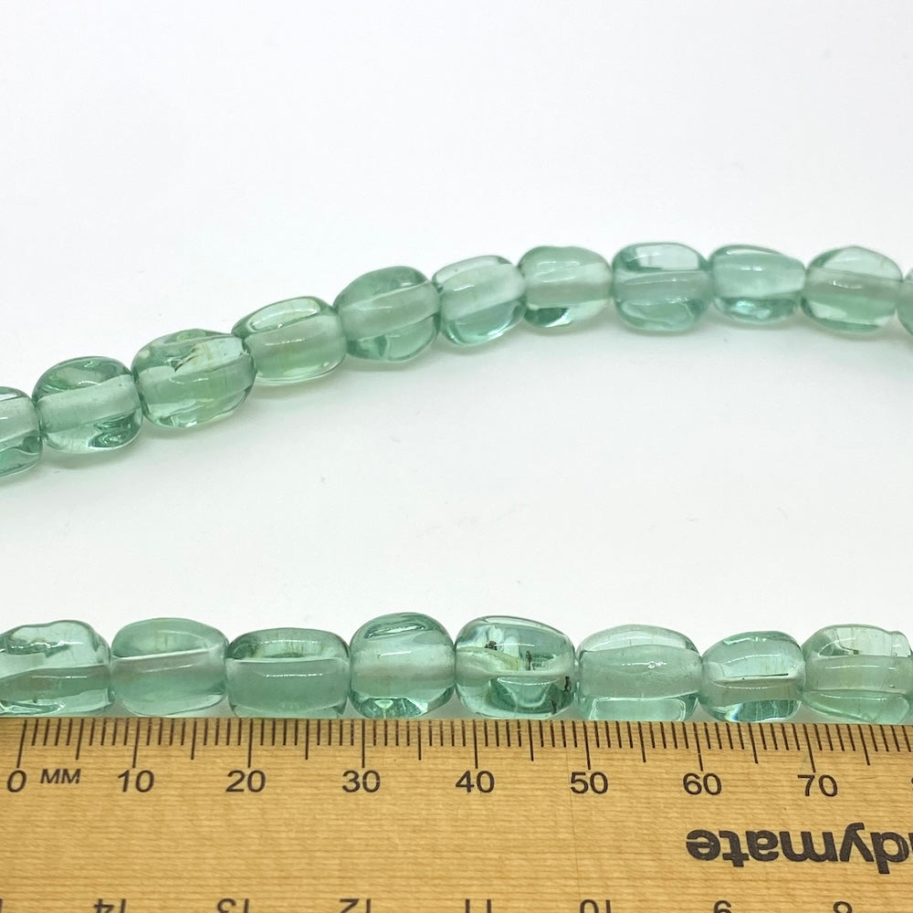 Melons - Sea Green Transparent - Java Glass Lampwork Beads - (1 strand)