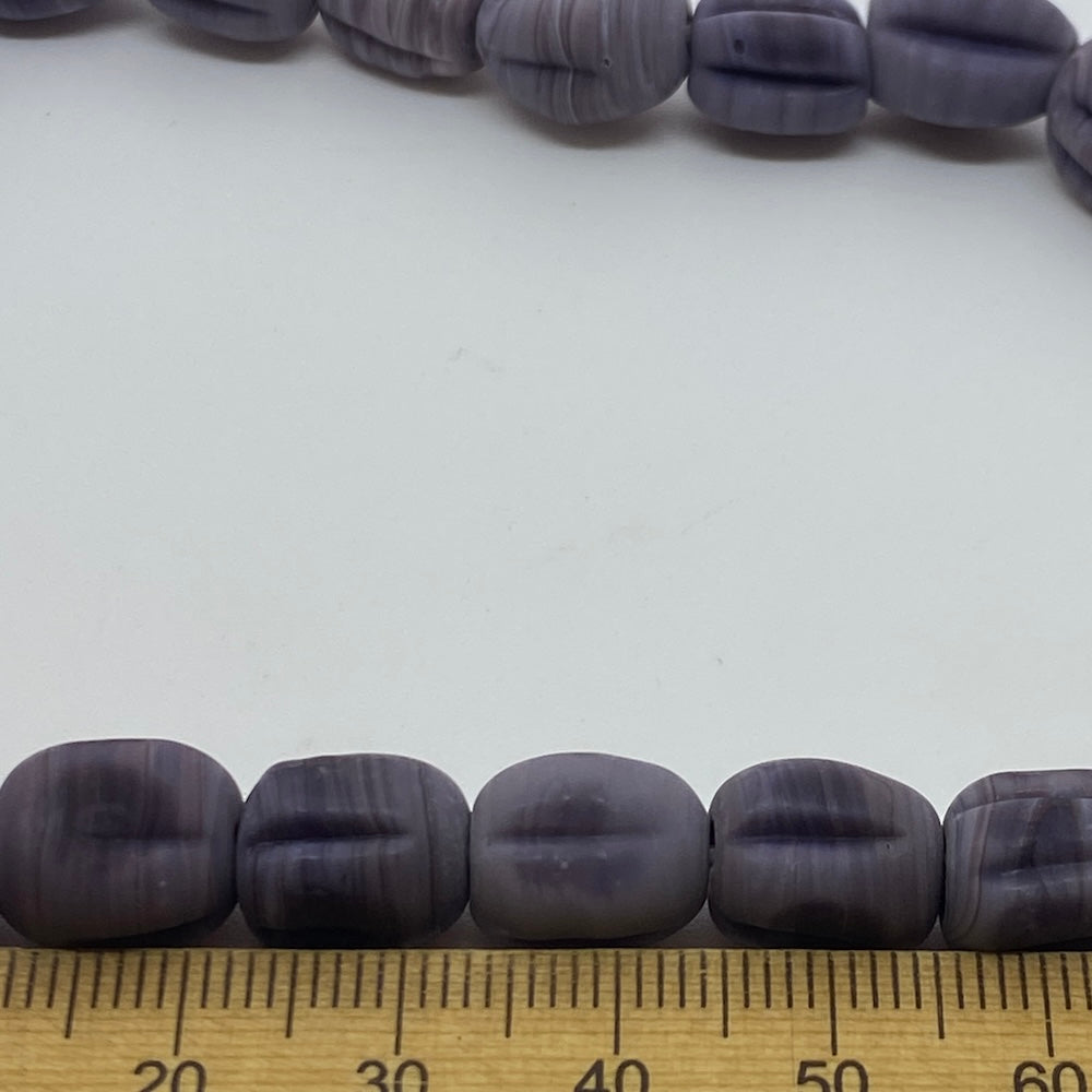 Melons - Purple Matte Opaque - Java Glass Lampwork Beads - (1 strand)