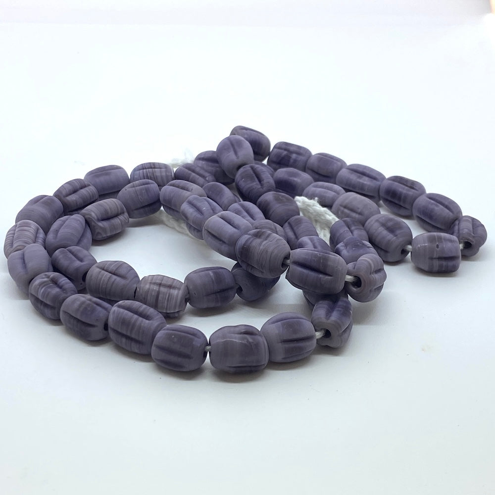 Melons - Purple Matte Opaque - Java Glass Lampwork Beads - (1 strand)