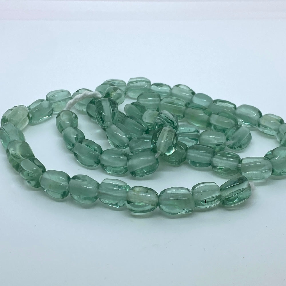 Melons - Sea Green Transparent - Java Glass Lampwork Beads - (1 strand)