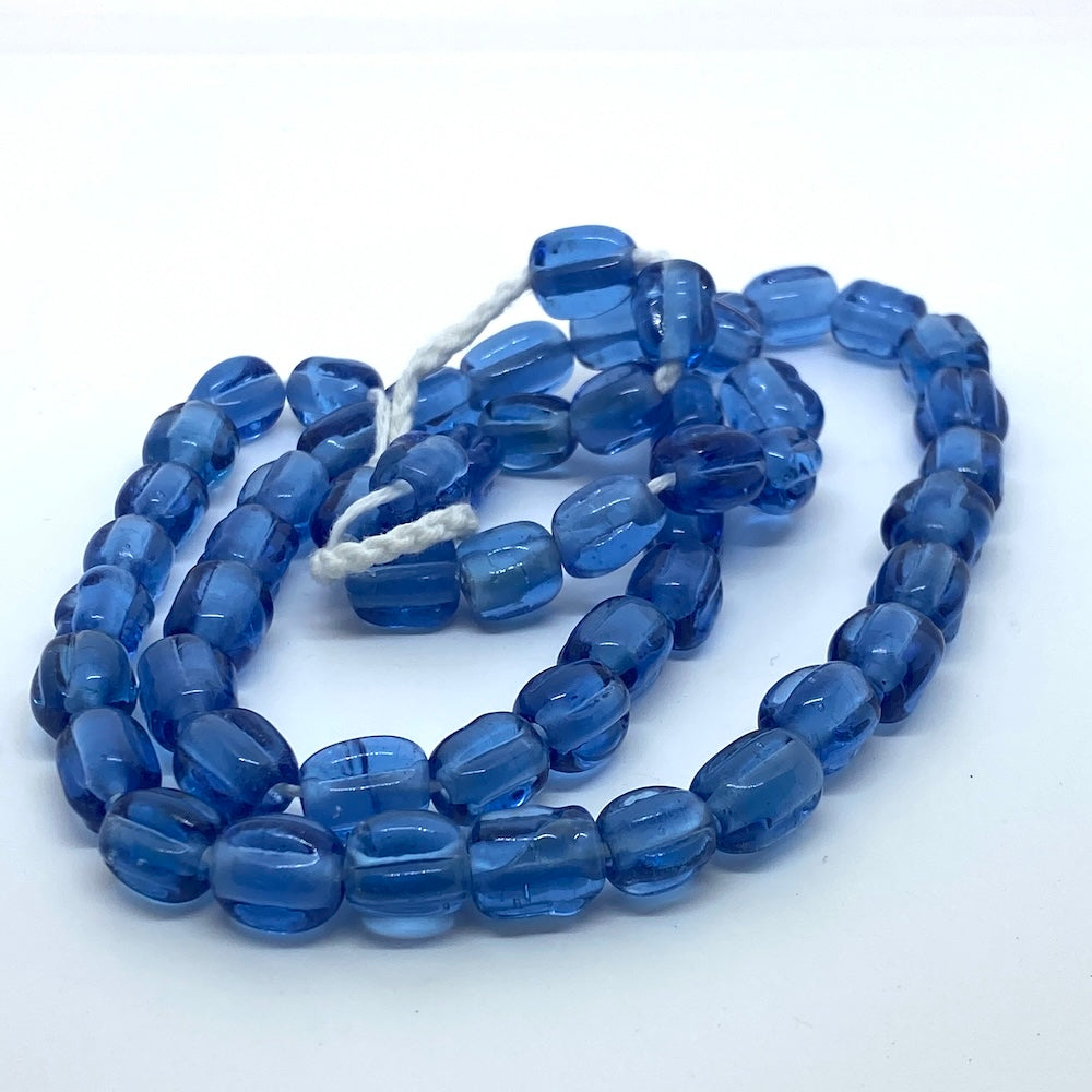 Melons - Water Blue Transparent - Java Glass Lampwork Beads - (1 strand)