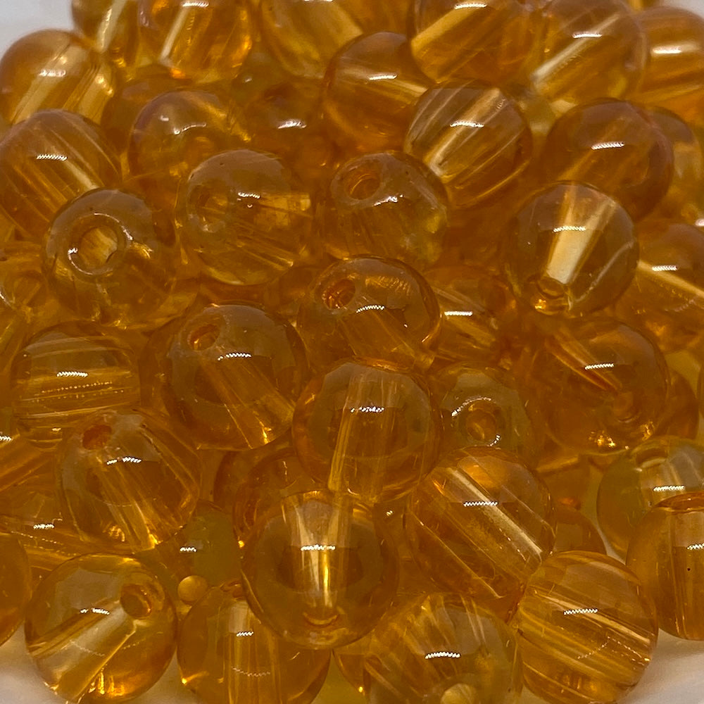 8mm (115) - Orange Transparent - Round Glass Bead