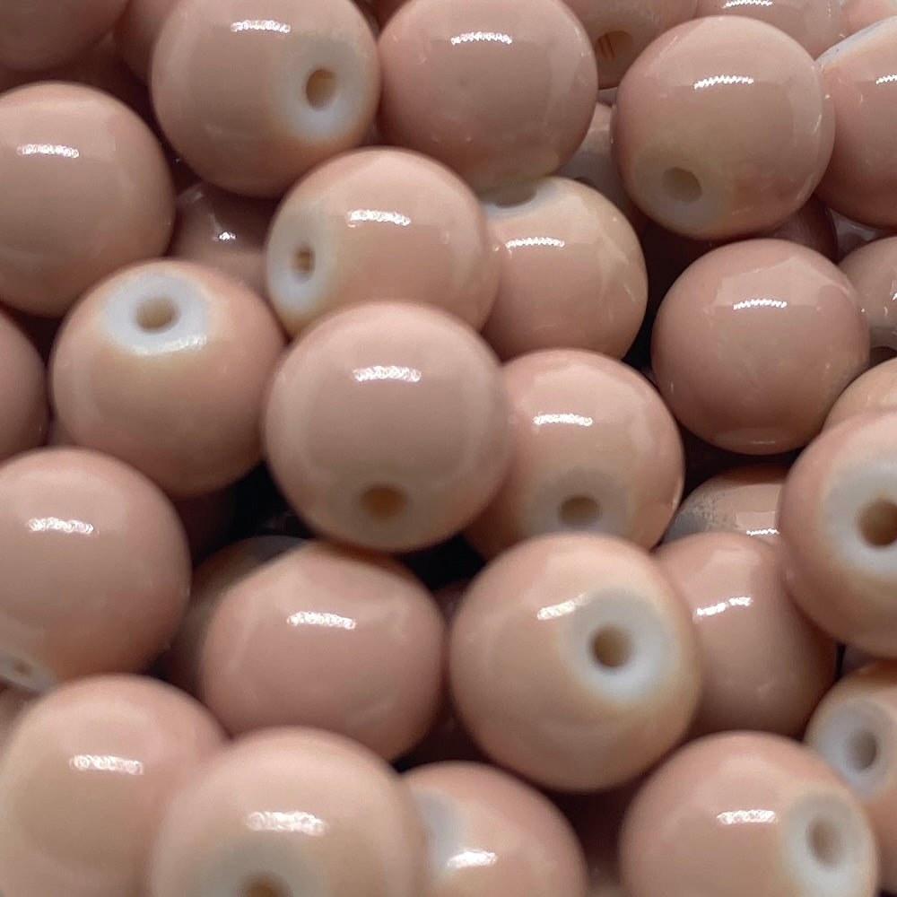 8mm (108) - Dusky Pink Opaque - Round Glass Bead