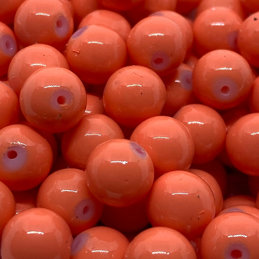 8mm (115) - Coral Opaque - Round Glass Bead