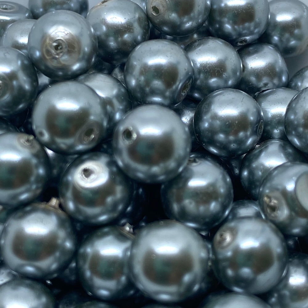 8mm (115) - Silver Opaque - Round Glass Bead