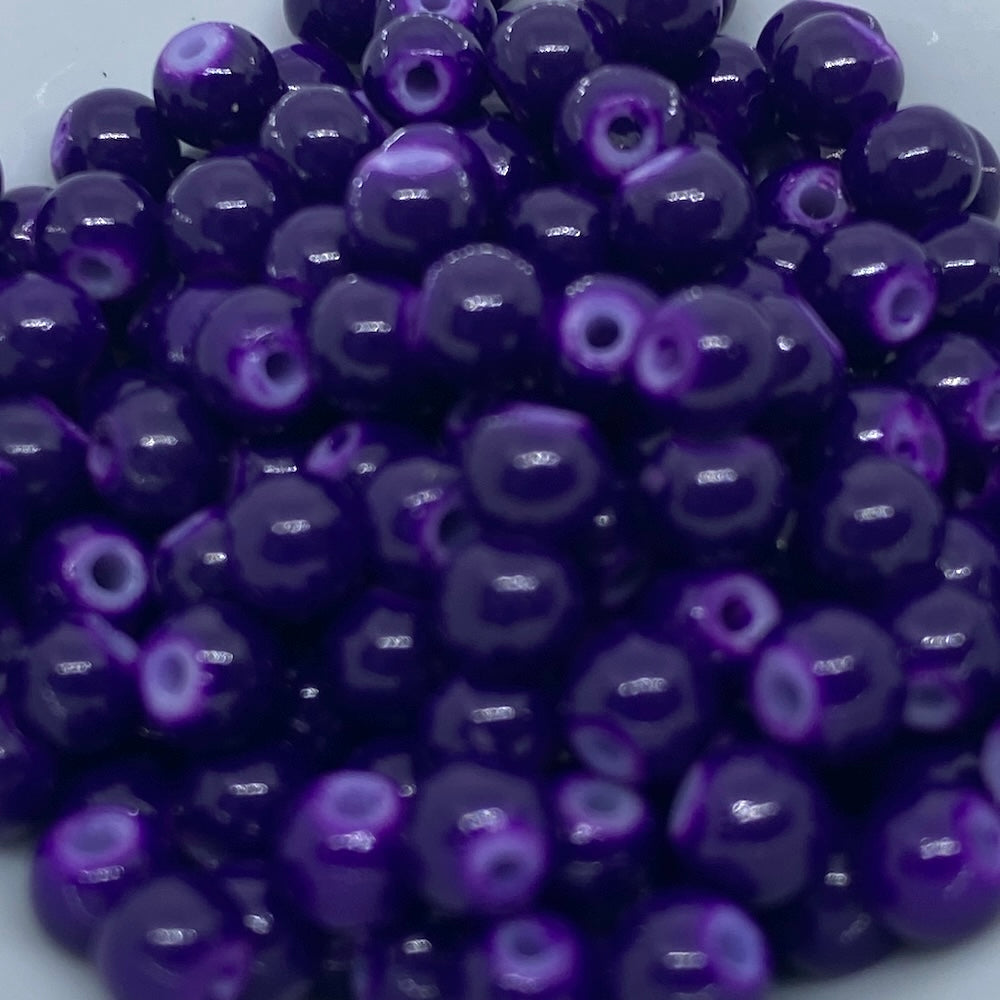 4mm (215) - Purple Opaque - Round Glass Bead